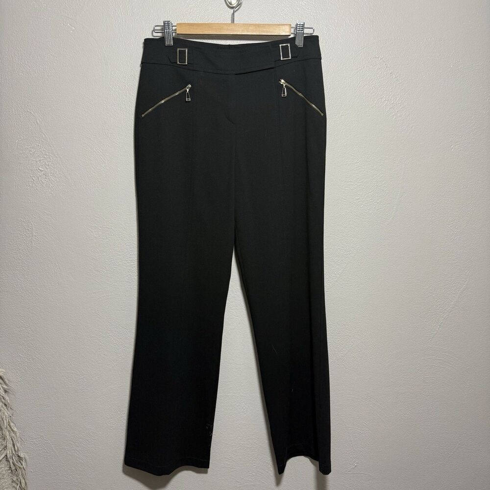 ESCADA Womens Black Sz 36 Wool Dress Pants Pants Zip Pockets Gold Hardware